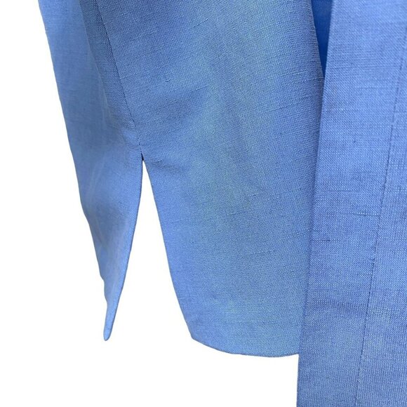 COLDWATER CREEK Womens Jacket Size Small Blue Linen Silk Open Front Minimalist - Picture 5 of 7